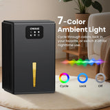 OWAAE Dehumidifier, 1000 sq.ft Quiet Dehumidifiers for Home Bedroom Bathroom Basement with 95oz Water Tank, Sleep Mode, Auto Shut-Off 7 Colors LED Light, Grey