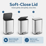 GarveeHome 3.2 Gal Stainless Steel Bathroom Trash Can with Lid, Silver