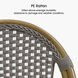 PURPLE LEAF Counter Bar Stools 25" Set of 2 French PE Rattan, Grey