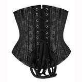 SHAPERX Women's Waist Training Corsets Underbust Heavy Duty 26 Steel Boned Hourglass Silhouette Body Shaper, SZ1912-2-Black-S