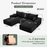 113" Modular Sectional Sofa Boneless U-Shaped Couches for Living Room