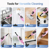 12-in-1 Steam Mop Cleaner, 15-Sec Fast Heat-Up, 1200W Floor Steamer with Double-Sided Pads, Removes 99.99% Stubborn Stains for Hardwood Floors, Marble, Clothes, Windows, Tiles, White