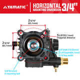 YAMATIC 3/4" Shaft Horizontal Pressure Washer Pump Max 3400 PSI @ 2.6 GPM Replacement Pump Compatible with Simpson 90029, 520002,520004,Dewalt dxpw3425 Honda GC190 and More Brand Power Washer.