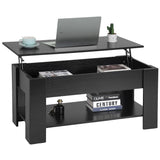 PayLessHere | 39" Lift Top Coffee Table | Black | with Hidden Storage