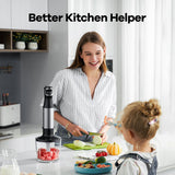 Immersion Blender Handheld 1100W 5 in 1 Corded Stick Hand Blenders for Kitchen with Trigger Speed Control, Puree