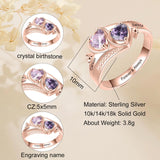 Oseew 10k Gold Personalized 2 Birthstones Rings for Women Personalized 2 Birthstones Rings 18k yellow gold Mother's Ring With 2 Names Mother Daughter Ring(Rose Gold)