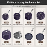 Nuwave Lux 13pc Forged Lightweight Nonstick Ceramic Cookware Set, PFAS-Free