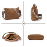 tutuebobe Small Boho Crochet Purse for Women Slouchy Beach Handwoven Crossbody Bags Vacation Shoulder Bag Purse Wide Shoulder Strap (brown)