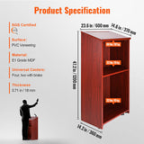 Podium Stand, 47 inch Hostess Stand with 4 Rolling Wheels, Wood Podium with Storage Shelves and Slant Desktop