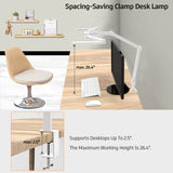 EPABINA LED Desk Lamp for Home Office, 41.5" White Clip on Architect Desk Lamp with Clamp, 24W Adjustable Dimmable Bright Swing Arm Eye Care LED Table Light Clamp on Office Lighting