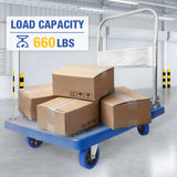 LFGUD Push Cart Dolly 660 lbs. Capacity Platform Truck Foldable Platform Cart Upgraded Heavy Duty Moving Cart with PU Wheels for Home Garden Warehouse Garage Workshops LFGUD