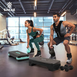 Adjustable Exercise Stepper Kit with Dumbbells & Kettlebell & Weightlifting Belt & Measuring Tape, 2 Level Risers Aerobics Step Platform for Home Gym Exercise Fitness Workout, Green Black