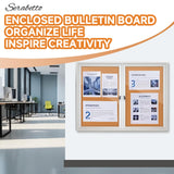 Enclosed Bulletin Board with Locking Door, Outdoor Bulletin Board Weatherproof, Lockable Display Case for Home, Office, and Community Use(31.5" L x 43.3" W Cork)
