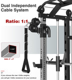DONOW Smith Machine with Weight Stacks, Multi Function Home Gym System Training Power Cage Squat Rack Dual Cable Crossover Machine All in One