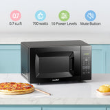 COMFEE' EM720CPL-PMB Countertop Microwave Oven with Sound On/Off, ECO Mode and Easy One-Touch Buttons, 0.7cu.ft, 700W, Black