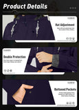 ATLASLAVA Rain Jacket Women Waterproof Long Lightweight Raincoat Hooded Windbreaker Outdoor Trench Coat NAVY BLUE XL
