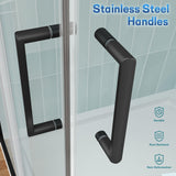 ENSO SENKA Corner Shower Enclosure 34" D X 34" W X72" H Shower Stall for Walk in showering, 1/4" Thick Clear SGCC Tempered Glass Sliding Shower Door, Matte Black (Shower Base Not Included)