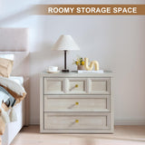 NOWABAY Nightstand Set of 2 W/Charging Station, 30.7" W King Size Bedside Table with 3 Drawers, Accent End Table W/Large Storage, Modern Wood Side Table for Bedroom,Office, Beige