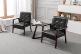 Okeysen Accent Chairs Set of 2, Mid Century Modern Accent Chair, Retro Wood and Leather Armchairs Side Chair, Lounge Reading Comfy Arm Chair for Living Room, Bedroom, Office