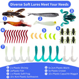 Fishing Lures – 73PCS Fishing Tackle Kit with Tackle Box, Bass Fishing Lures Set for Freshwater Bass & Trout, Crankbaits, Frogs, Soft Plastic Worms, Spinnerbaits, Jigs – Multi-Species Fishing Gear