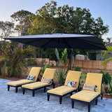 PURPLE LEAF Patio Umbrella 9' x 11.5' Rectangle 360° Rotation Light Grey