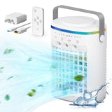 Vidihill Portable Air Conditioner, Evaporative Air Cooler, 2-4-8H Timer Auto-Off &Remote, Water Tank, Three ultrasonic nozzles, 3-Speed Personal Air Conditioner Cooling Fan