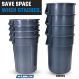 Magnum 32 Gallon Trash Can, Construction Grade, Heavy Duty Plastic, Jobsite Ready for Handling and Holding Garbage CMTC-C000-32G03 (3 Pack)