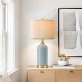 24.25" Modern Ceramic Blue Table Lamps Set of 2 for Living Room Bedroom Bedside Table Lamp for Night Stands Boho Nightstand Lamp Coastal Side End Table Lamps Reading Light Home Office Dorm Deco Gifts