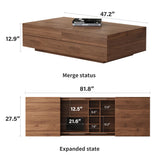 NessCarsti Mid-Century Modern Expandable TV Stand & Coffee Table Set,Walnut