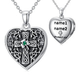 Oseew Photos Text Pendant Necklace Cross Celtic Pendant 925 Silver Customized Necklace with Heart Photos and Text Suitable for Men and Women
