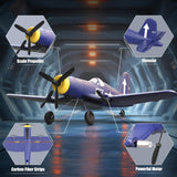HAWK'S WORK 3 Channel RC Plane F4U Corsair, Remote Control Warbird Ready to Fly, 2.4GHz 6-axis Gyro Stabilizer, Easy to Fly for Kids & Beginners