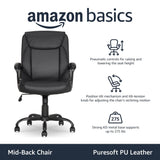 Amazon Basics Classic Puresoft PU Padded Mid-Back Office Desk Chair with Armrest