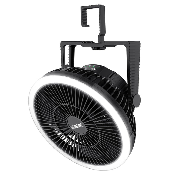 Camping Fan with Led Lantern - 10000mAh 8inch Rechargeable Battery Operated Tent Fan with Light and Hanging Hook for Outdoor Camping Tent RV Travel Fishing Hurricane Emergency Power Outage MORECORE