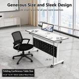 Modern Conference Table, 47.2'' Folding Conference Tables with Wheel, Flip Top Mobile Meeting Table