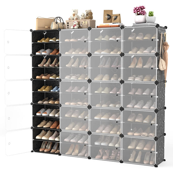 Portable Shoe Rack Organizer with Door, 80 Pairs Shoe Storage Cabinet Easy Assembly WEXCISE