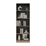 Tuhome Home 71" Tall Standard Bookcase with 5 Open Storage Shelves, Closed Back, Freestanding Living Room, Office or Bedroom Storage, Coastal Oak/Wenge