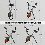 Exercise Bike Stationary Bike for Home Folding Exercise Bike with Arm Resistance Bands &Pulse Sensor LCD Monitor Recumbent Exercise Bikes for Home Workout BODIOO