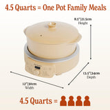 MAGNIFIQUE Slow Cooker, 4.5 Quart 8-in-1 Clay Pot Multi-Cooker, Non-Toxic Slow Cooker with Removable Clay Pot, for Rice, Pasta, Steam & Proof, Nonstick, Oven Safe Pot to 500°F, Brown