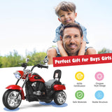 Costzon Kids Motorcycle, 6V Battery Powered Ride on Chopper Motorcycle w/Horn, Headlight, 3-Wheel Stable Ride on Toys, Electric Toddler Motorcycle for Kids Boys Girls Gift (Red)