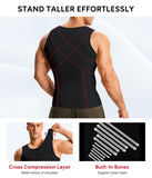 Nebility Compression Shirt Men Tank Top Compression Undershirt Mens Shapewear Body Shaper Waist Trainer Tummy Control Vest, Black - 3X Large