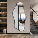 DAOYIJIAJU Irregular Mirror Full Length, 67"x31" Asymmetrical Tempered Glass Mirrors, Modern Large Organic Frameless Mirrors for Living Room Bedroom Hallway Entryway, Horizontal or Vertical Hanging