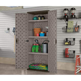 Suncast Tall Storage Cabinet Building with Shelves and Doors, Platinum (2 Pack)