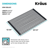 Kraus Roll Up Dish Drying Rack with Self-Draining Silicone Dish Drying Mat and Silicone Soap Dish Holder in Black, KDM-KRM-10BL