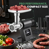 Huanyu 2000W Heavy Duty Electric Meat Grinder for Bone and Game Meat, 5-Speed Touchscreen with Auto Reverse, #10 Outlet Ideal for Homemade Pet Food, Venison, and Home Kitchen