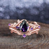 Oseew Amethyst rings for women sterling silver Amethyst engagement ring set Anniversary