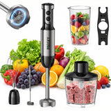 Immersion Blender Handheld 1200W, 20-speeds Immersion Hand Blenders, Hand Mixer with Mining Beaker,Chopper,Whisk, Frother and Stick Blender Suitable for Kitchen, Protein Shakes and Baby Food