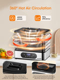 FOHERE Food Dehydrator, 5 BPA-Free Tray Dehydrators for Food and Jerky, Fruit, Herbs, Meat, Dog Treats, 48H Timer and 95-158°F Temperature Control, 400W Dehydrator Machine, 11.42" Stackable Trays