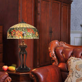 Tiffany-Style Lamp Table Peach Kapok Peony Glass Lampshade Desk(Rose)