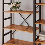 Bookshelves 6 Tiers Triple Wide Industrial Bookshelf, Large Etagere Bookshelf Open Display Shelves