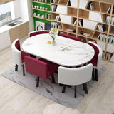 Oval Dining Table Set 6 Chairs Office Conference Reception Table Negotiation Business Coffee Table